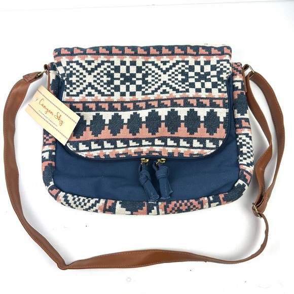 Canyon Sky Handbag Aztec Canvas Southwestern Shoulder Strap Brand New - Picture 1 of 10